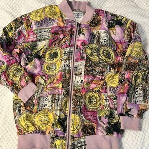 Cervelle Pink & Yellow Printed Bomber Jacket